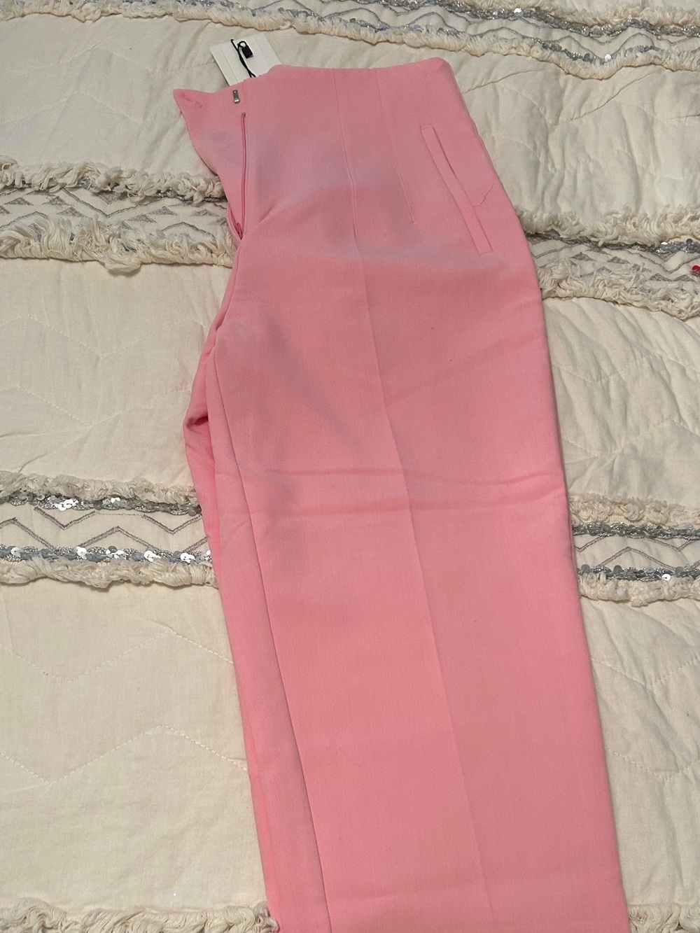 Zara Pink High-Rise Tailored Pants